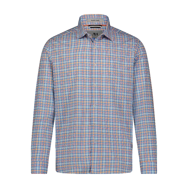 Men's printed Hawaiian t - shirts for tropical vacationsMulti Plaid Check Hidden Button Down Long Sleeve Shirt Men's printed Hawaiian t - shirts for tropical vacationsMulti Plaid Check Hidden Button Down Long Sleeve Shirt