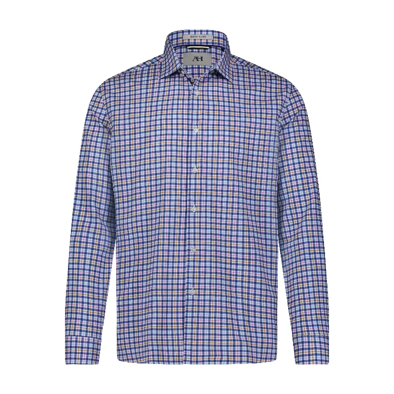 Men's thermal t - shirts with a high - neck design for cold weatherMulti Plaid Hidden Button Down Long Sleeve Shirt Men's thermal t - shirts with a high - neck design for cold weatherMulti Plaid Hidden Button Down Long Sleeve Shirt