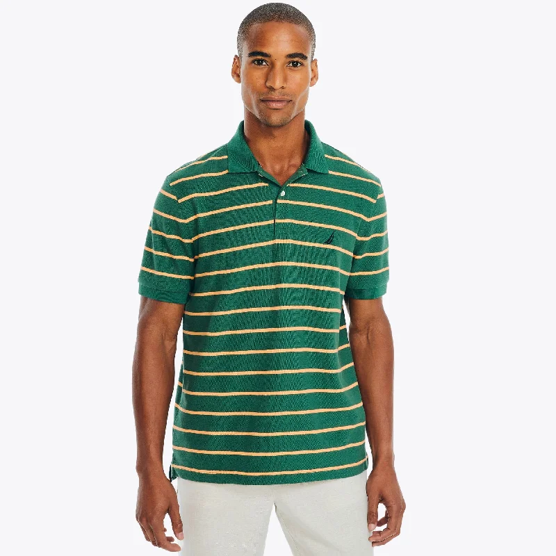 Men's polo t - shirts with a contrast collar for a preppy lookNautica Classic Fit Striped Deck Polo
