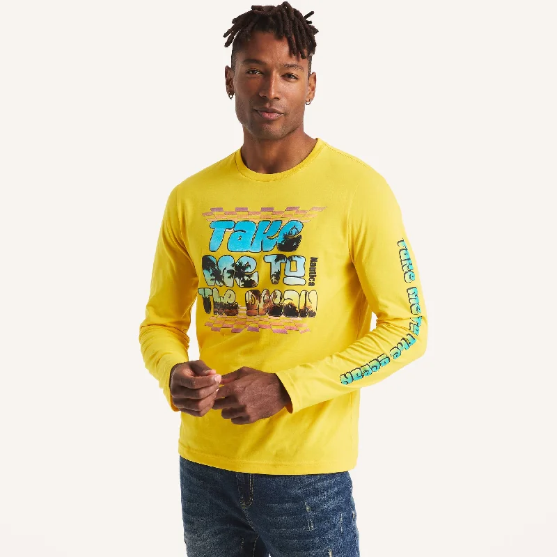 Men's plus - size pocket t - shirts with a classic lookNautica Mens Graphic Long-Sleeve T-Shirt