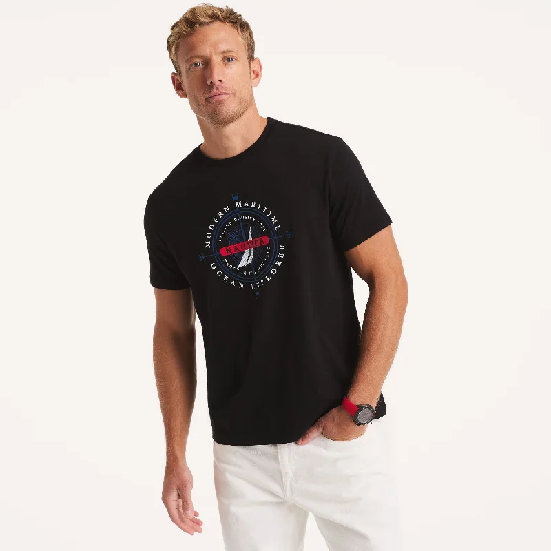 Men's short - sleeve linen t - shirts for summer beach outingsNautica Mens Modern Maritime Graphic T-Shirt
