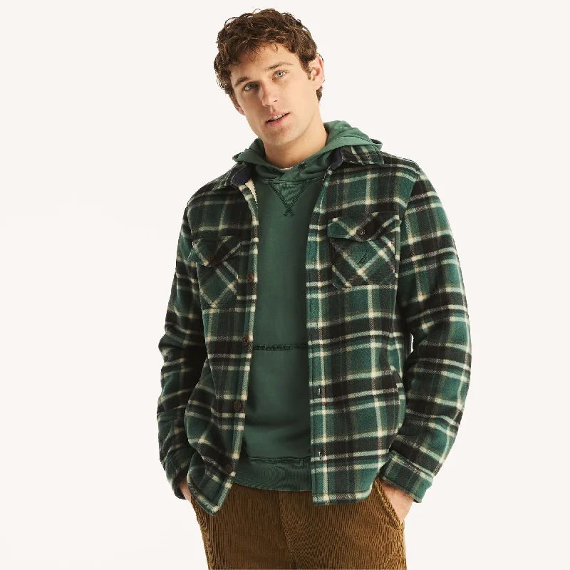 Men's tie - dye t - shirts with a bohemian styleNautica Mens Plaid Faux Shearling Button-Up Shirt