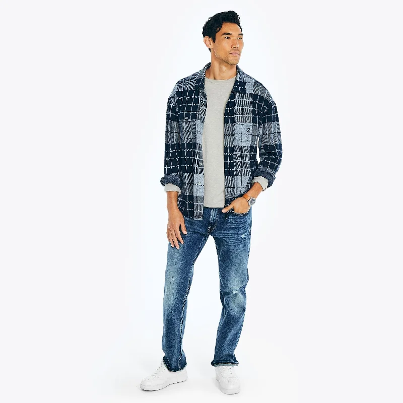 Men's v - neck muscle t - shirts for a body - building aestheticNautica Mens Plaid Jacquard Shirt