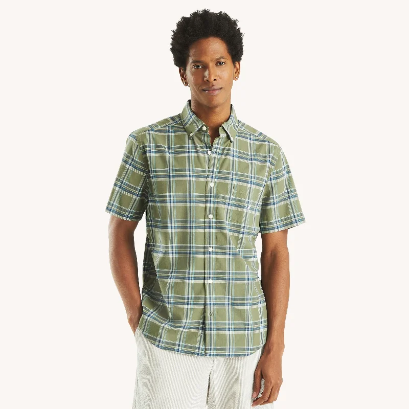 Men's printed Hawaiian t - shirts for tropical vacationsNautica Mens Plaid Short-Sleeve Shirt
