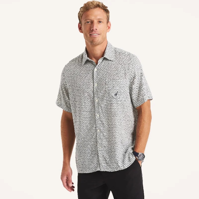 Men's UV - protection t - shirts for outdoor activities in the sunNautica Mens Printed Linen Short-Sleeve Shirt