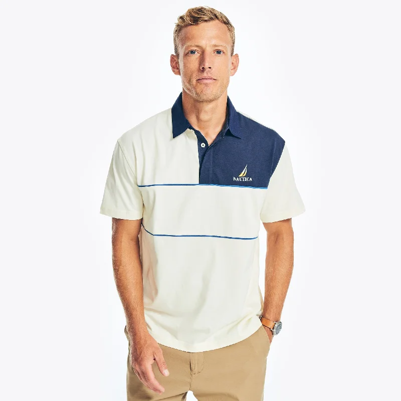 Men's long - sleeve henley t - shirts with button - down placketsNautica Mens Relaxed Fit Rugby Polo Shirt
