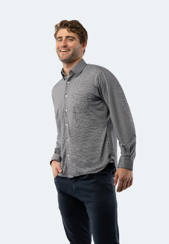 Men's ribbed t - shirts with a textured finish for added styleNavy and White Check Dobby Jacquard Shirt Men's ribbed t - shirts with a textured finish for added styleNavy and White Check Dobby Jacquard Shirt