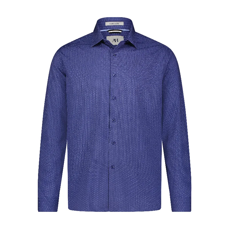 Men's tie - dye t - shirts with a bohemian styleNavy Blue Geo Print Hidden Button Down Long Sleeve Shirt Men's tie - dye t - shirts with a bohemian styleNavy Blue Geo Print Hidden Button Down Long Sleeve Shirt