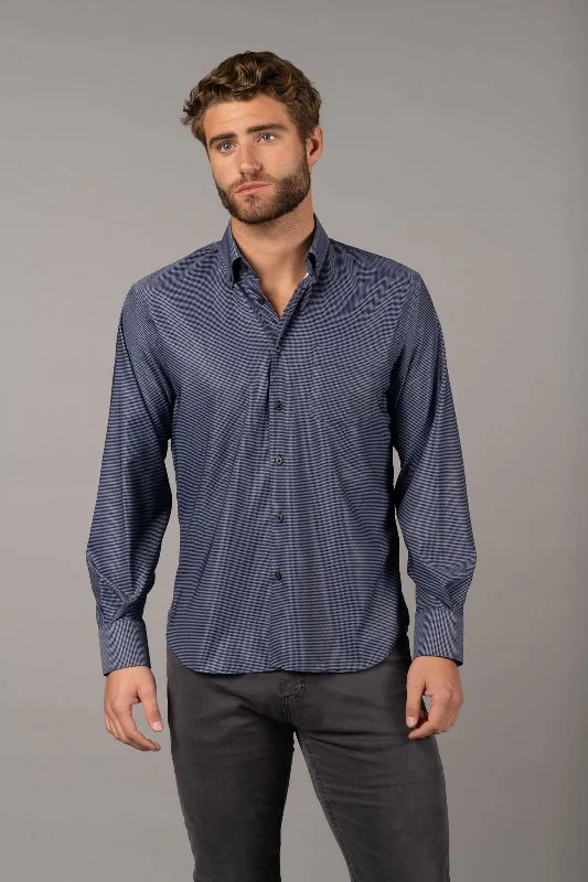 Men's smart - casual checkered t - shirts for semi - formal occasionsNavy Dotted Shirt Men's smart - casual checkered t - shirts for semi - formal occasionsNavy Dotted Shirt