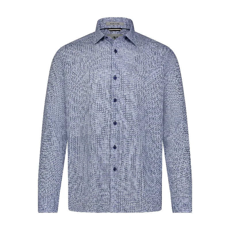 Men's UV - protection t - shirts for outdoor activities in the sunNavy Grey Check Hidden Button Down Long Sleeve Shirt Men's UV - protection t - shirts for outdoor activities in the sunNavy Grey Check Hidden Button Down Long Sleeve Shirt