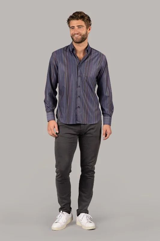 Men's v - neck muscle t - shirts for a body - building aestheticNavy Striped Shirt