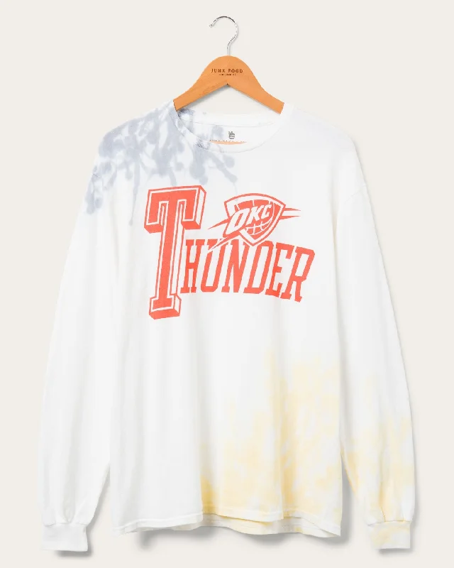 Men's ribbed t - shirts with a textured finish for added styleNBA Oklahoma City Thunder Tie Dye Flea Market Long Sleeve Tee