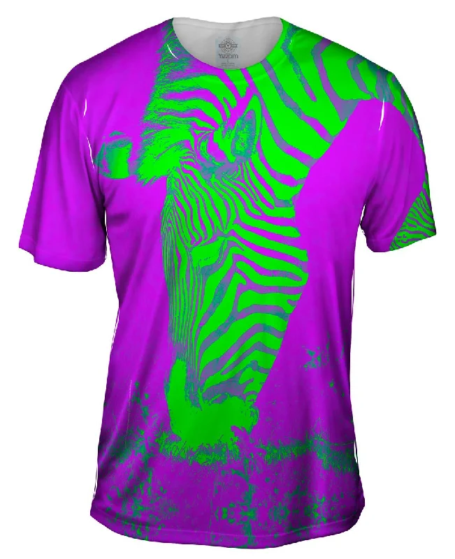 Men's distressed denim - look t - shirts with a rugged appealNeon Pink Zebra