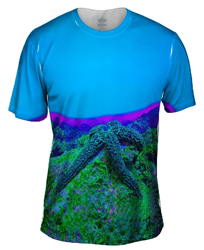 Men's ribbed t - shirts with a textured finish for added styleNeon Starfish Glow Underwater