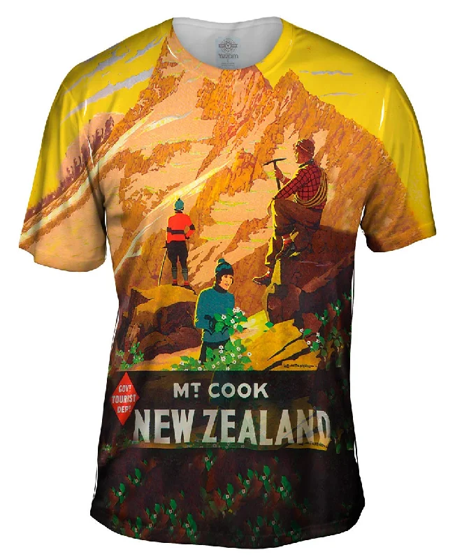 Men's slim - fit graphic t - shirts with vintage rock band printsNew Zealand Mount Cook 037