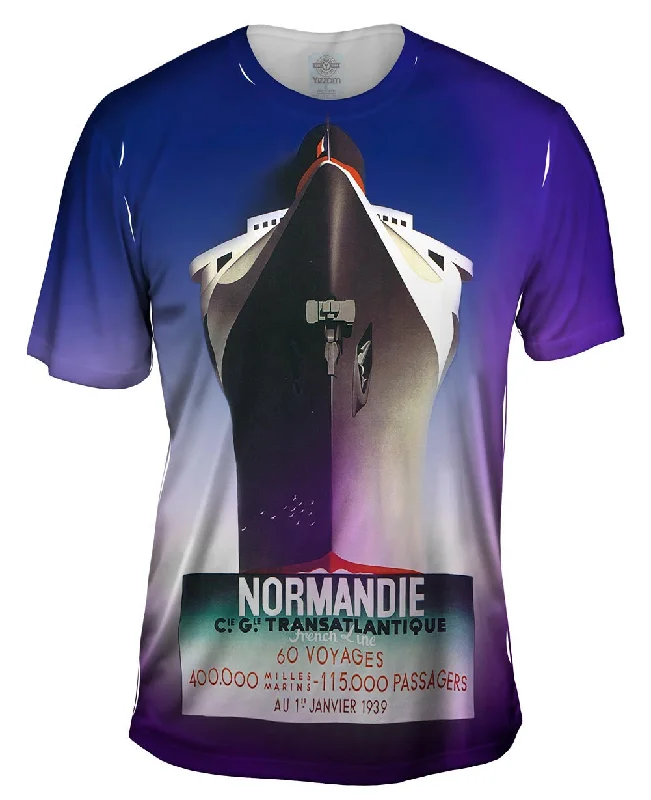 Men's printed Hawaiian t - shirts for tropical vacationsNormandie Transatlantique 016