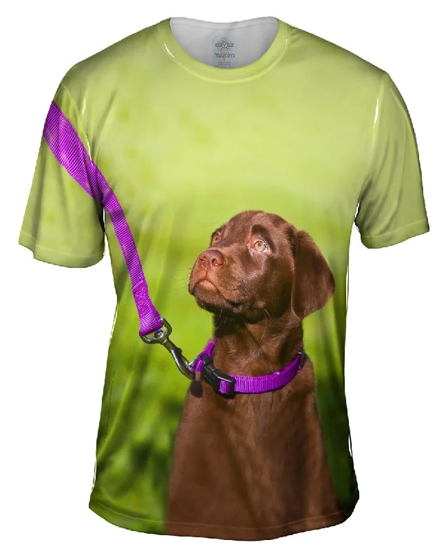 Men's printed Hawaiian t - shirts for tropical vacationsObedient Chocolate Lab