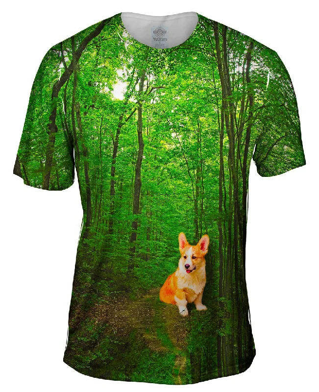 Men's UV - protection t - shirts for outdoor activities in the sunOrange White Yorkie Forest
