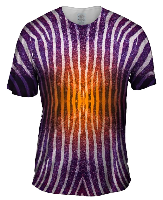 Men's long - sleeve henley t - shirts with button - down placketsOrange Zebra Stripes Copy