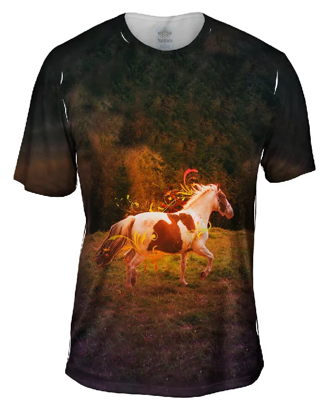 Men's ribbed t - shirts with a textured finish for added styleOrnament Horse