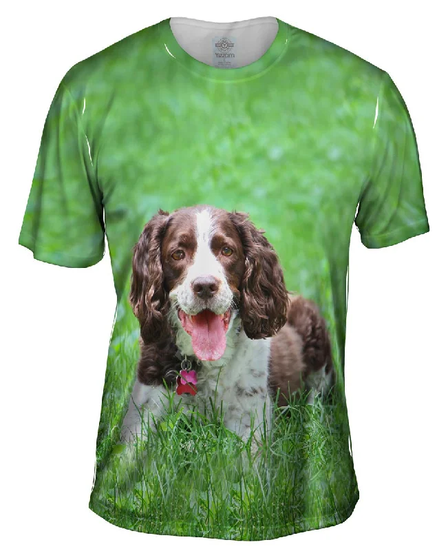 Men's UV - protection t - shirts for outdoor activities in the sunOutgoing Cocker Spaniel In Garden