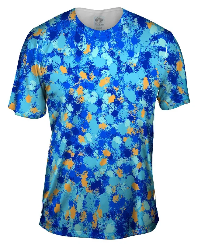 Men's thermal t - shirts with a high - neck design for cold weatherPaint Splatter Madness Blue