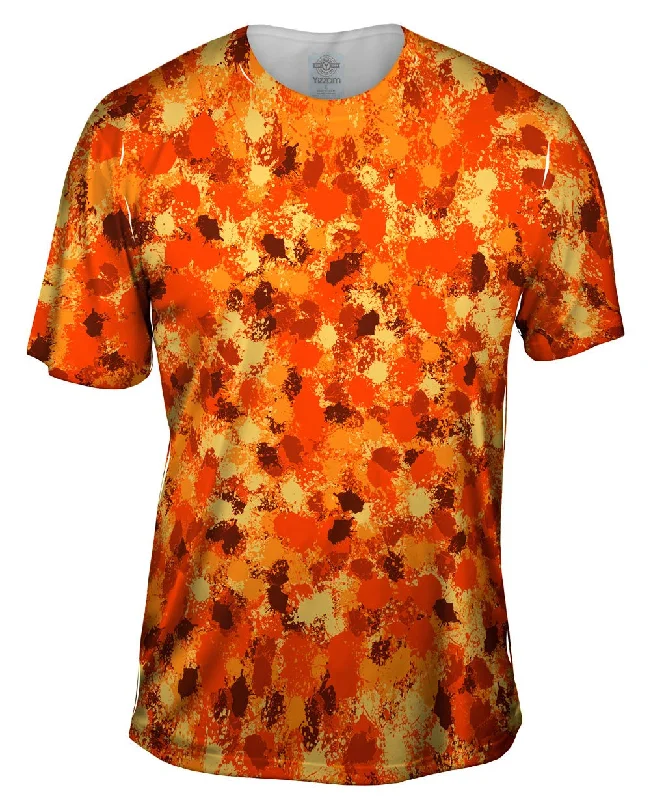 Men's organic cotton crew - neck t - shirts for everyday comfortPaint Splatter Madness Orange