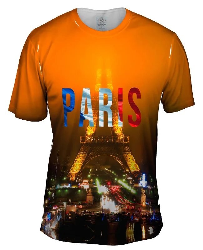 Men's smart - casual checkered t - shirts for semi - formal occasionsParis Pride Eiffel Tower At Night