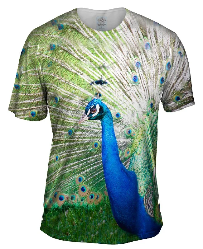 Men's mock - neck t - shirts with a modern and sleek stylePeacock Strut
