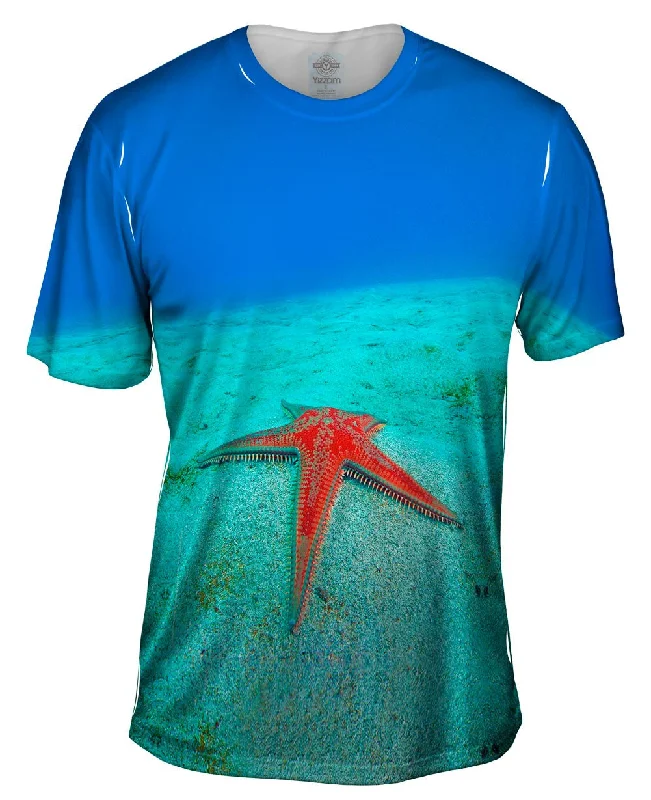 Men's slim - fit graphic t - shirts with vintage rock band printsPecheur De Stars Starfish Underwater