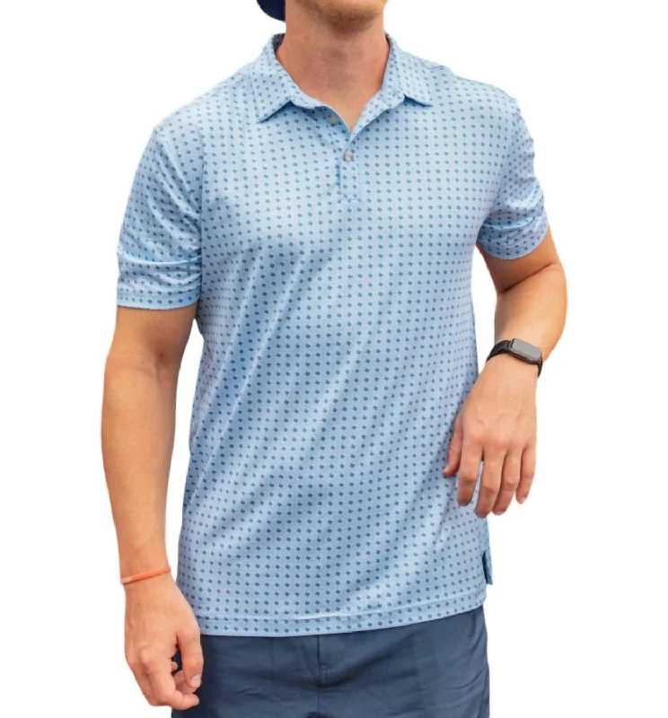 Men's button - front t - shirts with a unique artistic printPerformance Polo Shirt In Texas Blue