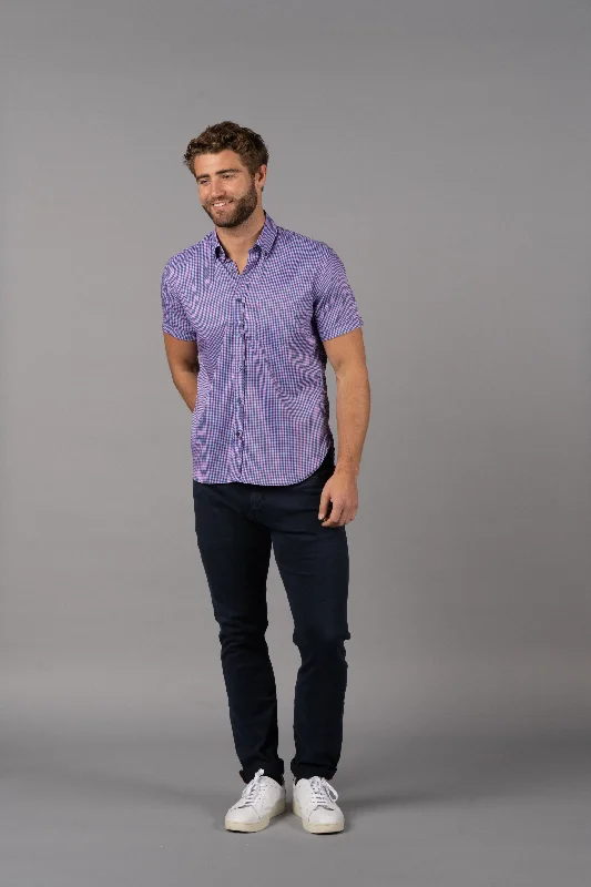 Men's thermal t - shirts with a high - neck design for cold weatherPink & Navy Check (Big & Tall)