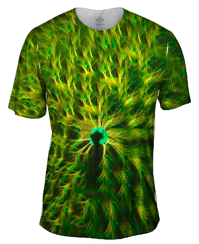 Men's long - sleeve henley t - shirts with button - down placketsPlasma Lamp Green Allover