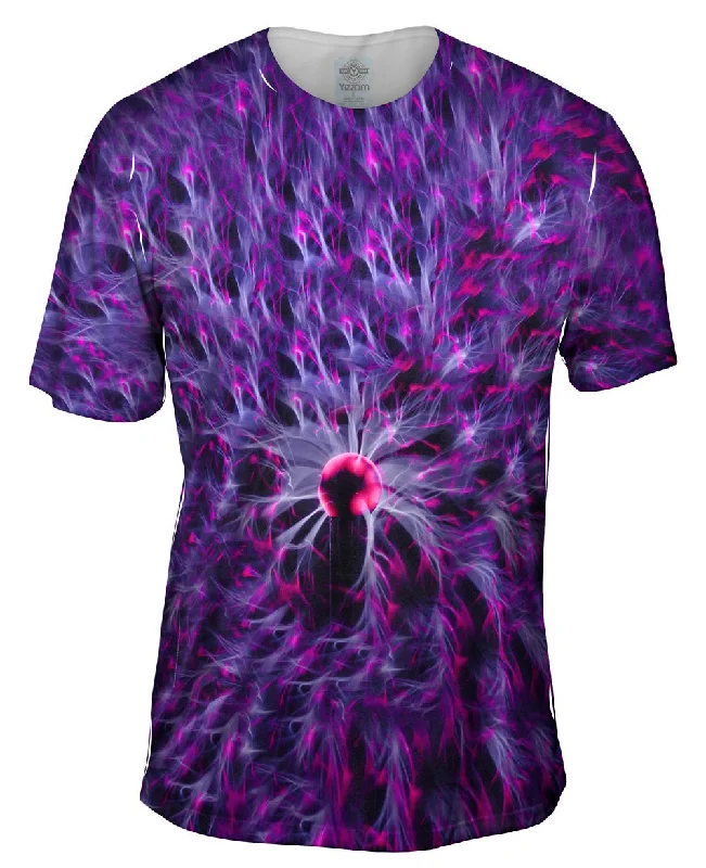Men's eco - friendly recycled t - shirts for sustainable fashion choicesPlasma Lamp Purple Allover