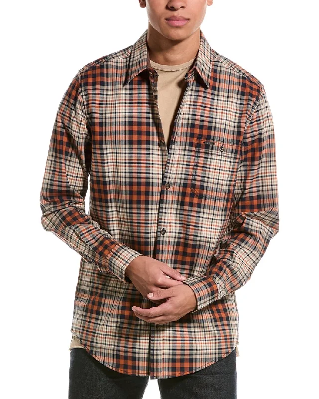 Men's smart - casual checkered t - shirts for semi - formal occasionsPoint Zero Light Brush Flannel Shirt
