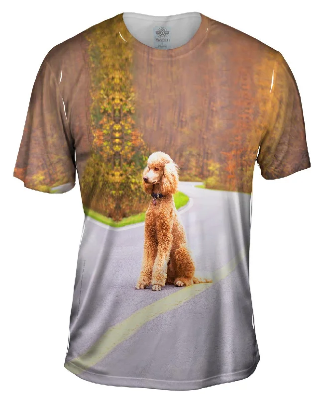 Men's short - sleeve linen t - shirts for summer beach outingsPoodle Going North