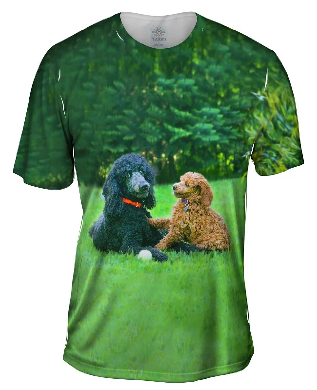 Men's printed Hawaiian t - shirts for tropical vacationsPoodles Enjoy Scenery