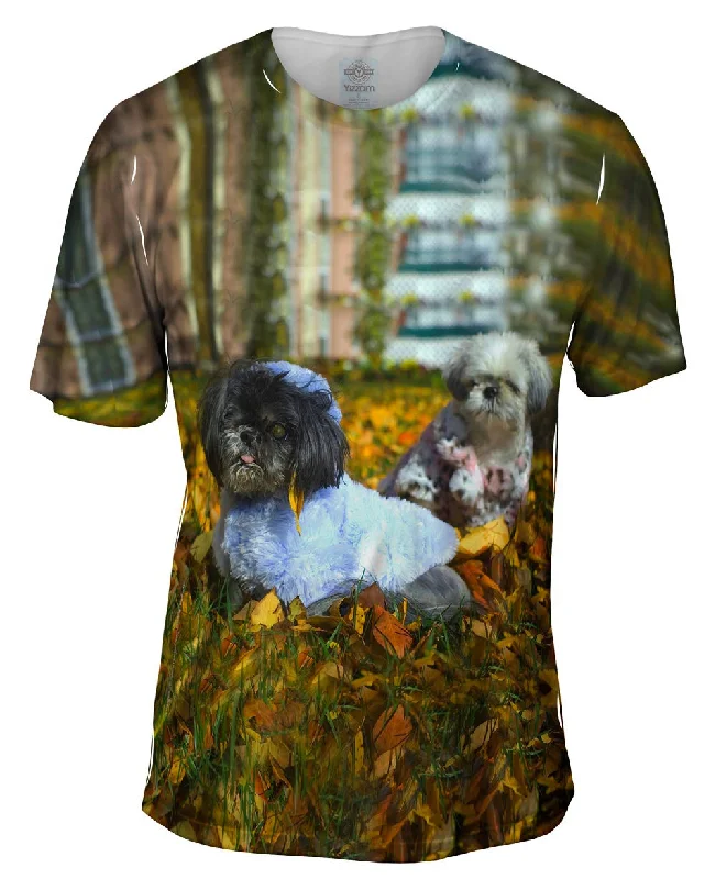 Men's button - front t - shirts with a unique artistic printPoodles In Fall