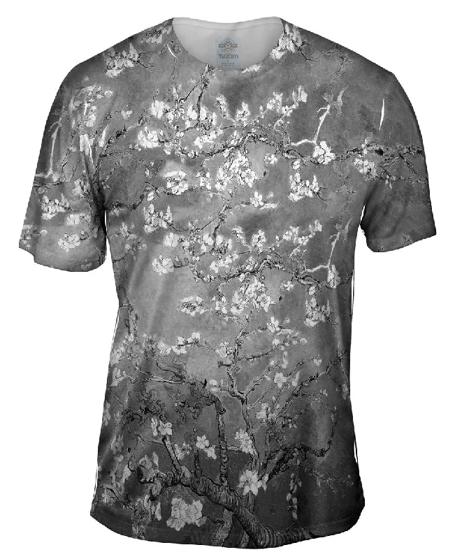 Men's UV - protection t - shirts for outdoor activities in the sunPop Art - "Van Gogh Blossoming Black White" (1890)