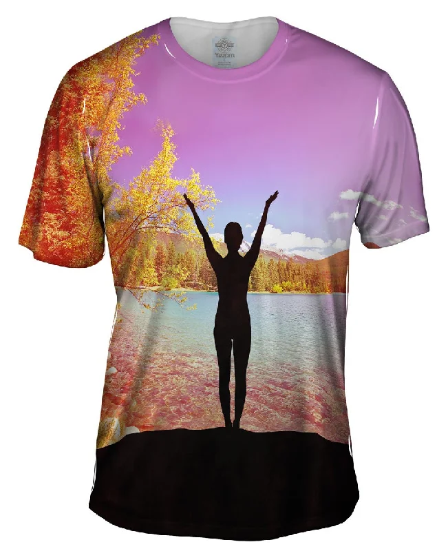 Men's v - neck muscle t - shirts for a body - building aestheticPristine Lake