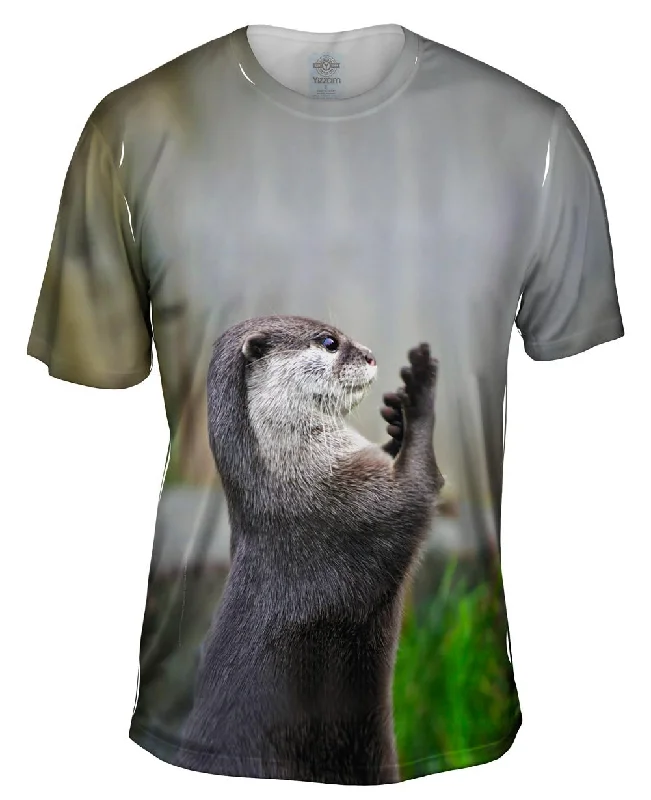 Men's short - sleeve linen t - shirts for summer beach outingsPrune Fingers Gray Muskrat