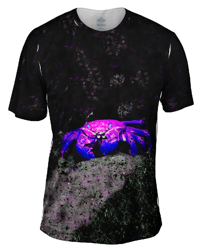 Men's eco - friendly recycled t - shirts for sustainable fashion choicesPurple Haze Rock Crab