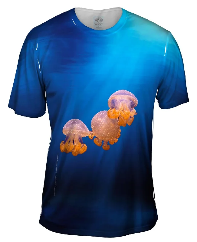 Men's long - sleeve henley t - shirts with button - down placketsPurple Jellyfish Underwater