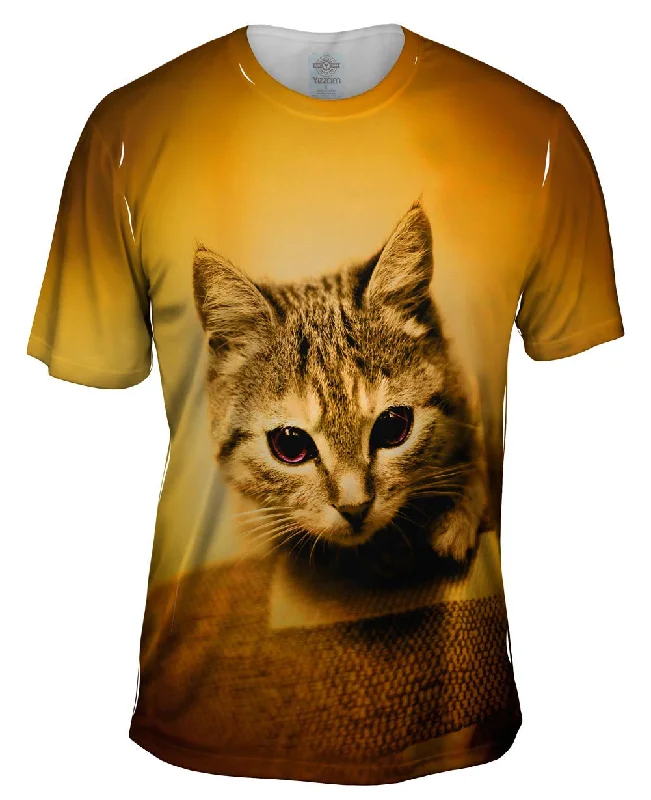 Men's button - front t - shirts with a unique artistic printRacer Kitten