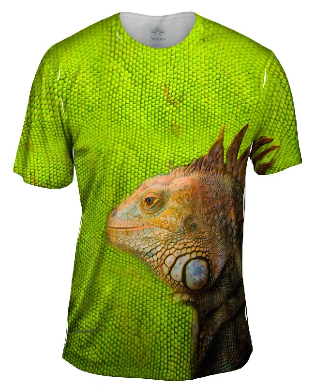 Men's short - sleeve linen t - shirts for summer beach outingsRad Iguana