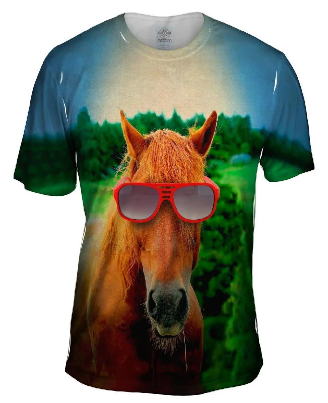Men's long - sleeve henley t - shirts with button - down placketsRed Horse Beauty