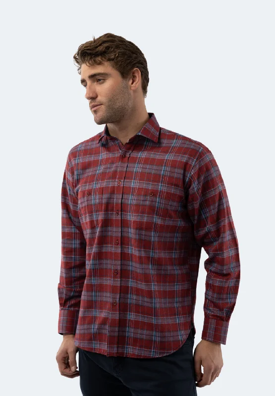 Men's distressed denim - look t - shirts with a rugged appealRed Plaid Shirt