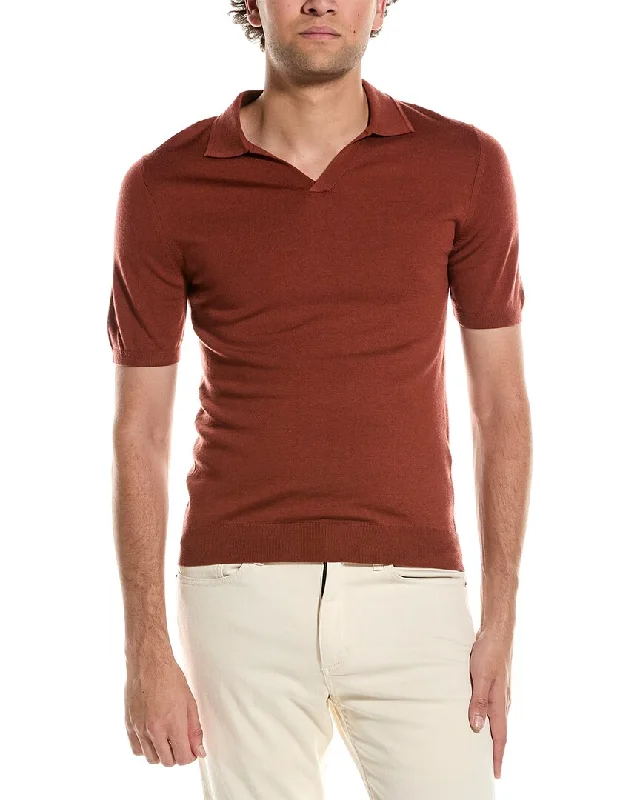 Men's polo t - shirts with a contrast collar for a preppy lookReiss Duchie Merino Wool Open Collar Polo Shirt