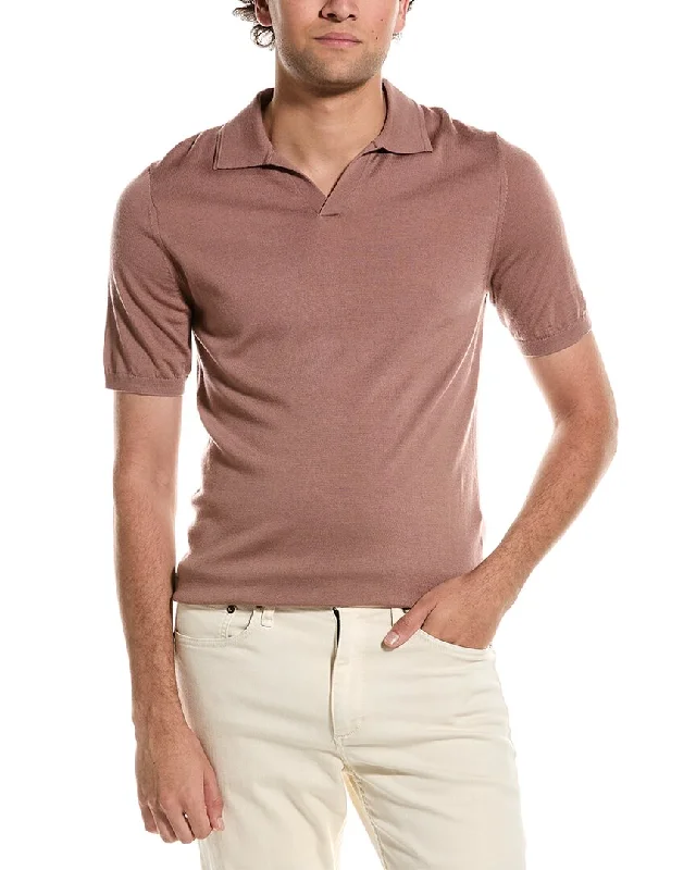 Men's smart - casual checkered t - shirts for semi - formal occasionsReiss Duchie Merino Wool Open Collar Polo Shirt