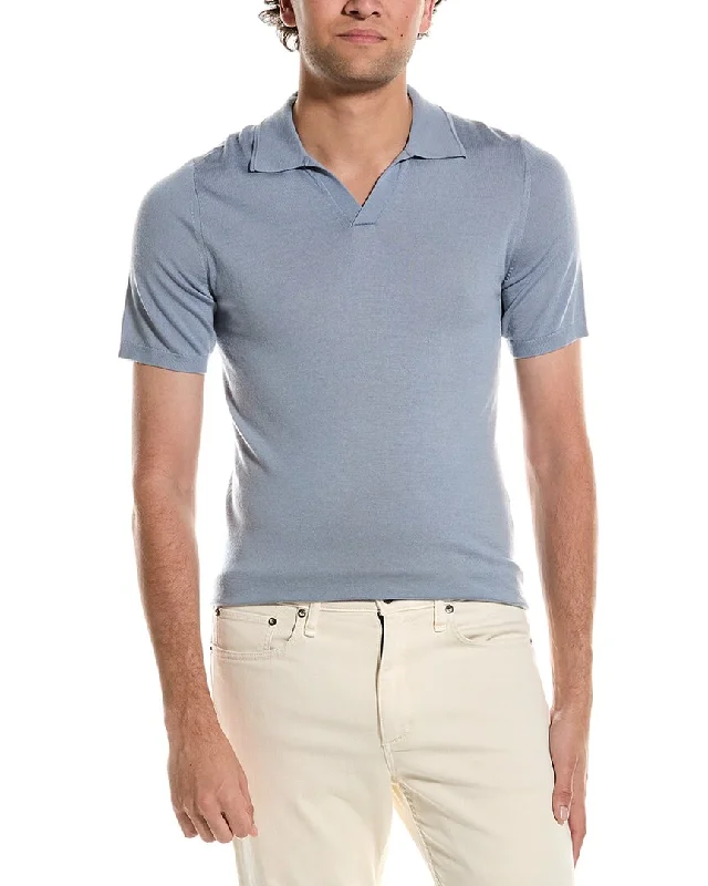 Men's button - front t - shirts with a unique artistic printReiss Duchie Merino Wool Open Collar Polo Shirt